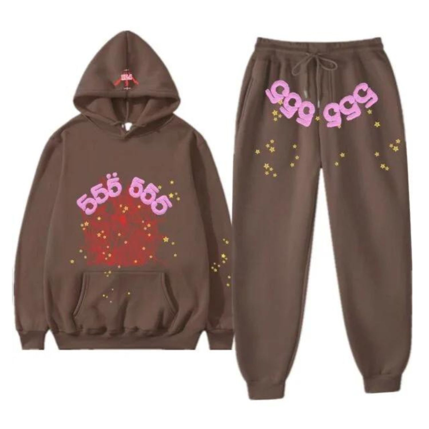 Sp5der Angel Number Tracksuit Brown | Sp5der-Hoodie.com